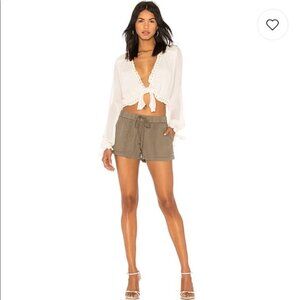 Joie Fosette Fatigue Brown Soft Linen Utility Shorts S